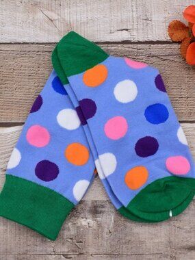 Miley Splash Womens Polka Dot Socks Colorful Dots on Blue Green Heel and Toe